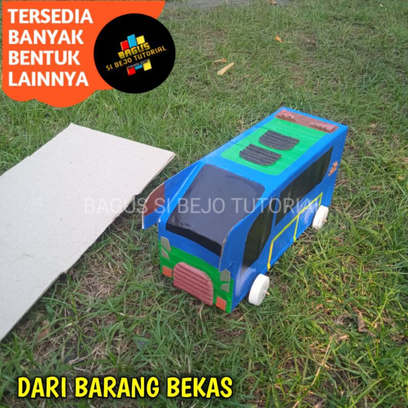 MOBIL MOBILAN BUS BUSWAY telolet PRAKARYA DARI KARDUS SEBAGAI TUGAS SEKOLAH