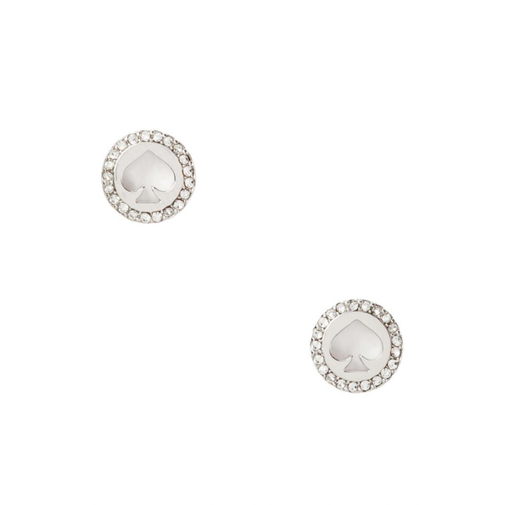 KATE SPADE Spot The Spade Pave Halo Spade Studs Silver