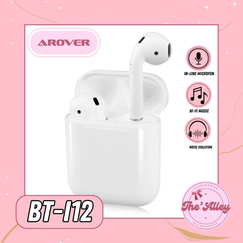 TWS EARBUDS EARPHONE BLUETOOTH BT I12 AROVER SUPER JERNIH MIC JERNIH