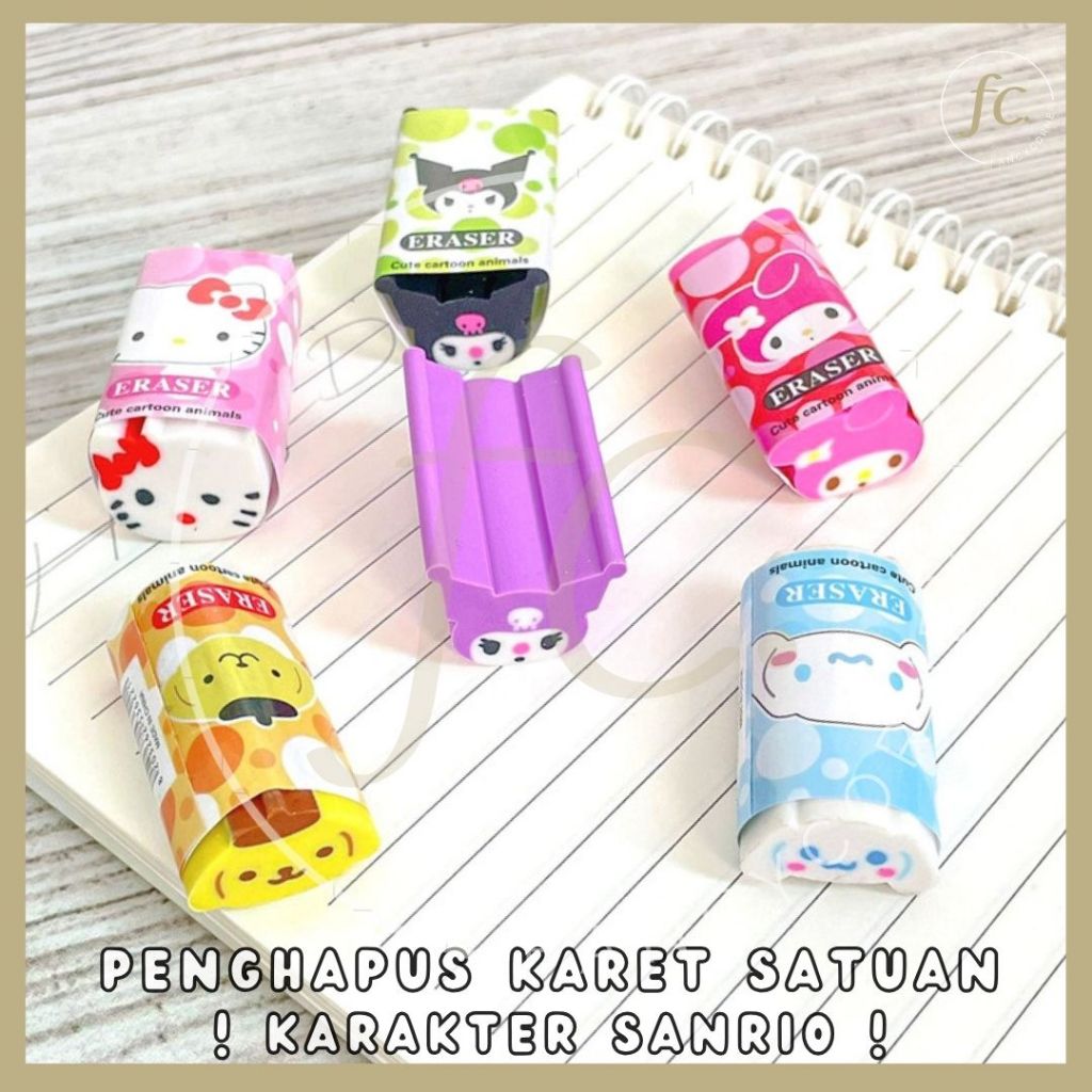 

Penghapus Karet 3D Rubber Eraser Setip Lonjong Sanrio SanX Cinnamoroll Kuromi Pompompurin Hello Kitty My Melody CinnamonRoll Cute Dessert ER-1242 Harga Grosir Ready COD