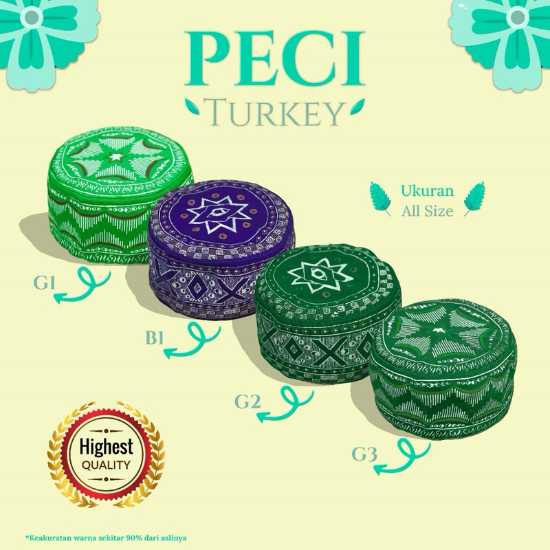 peci kopiah turky allsize bahan kain kaos motif adem dan nyaman dipakai sholat