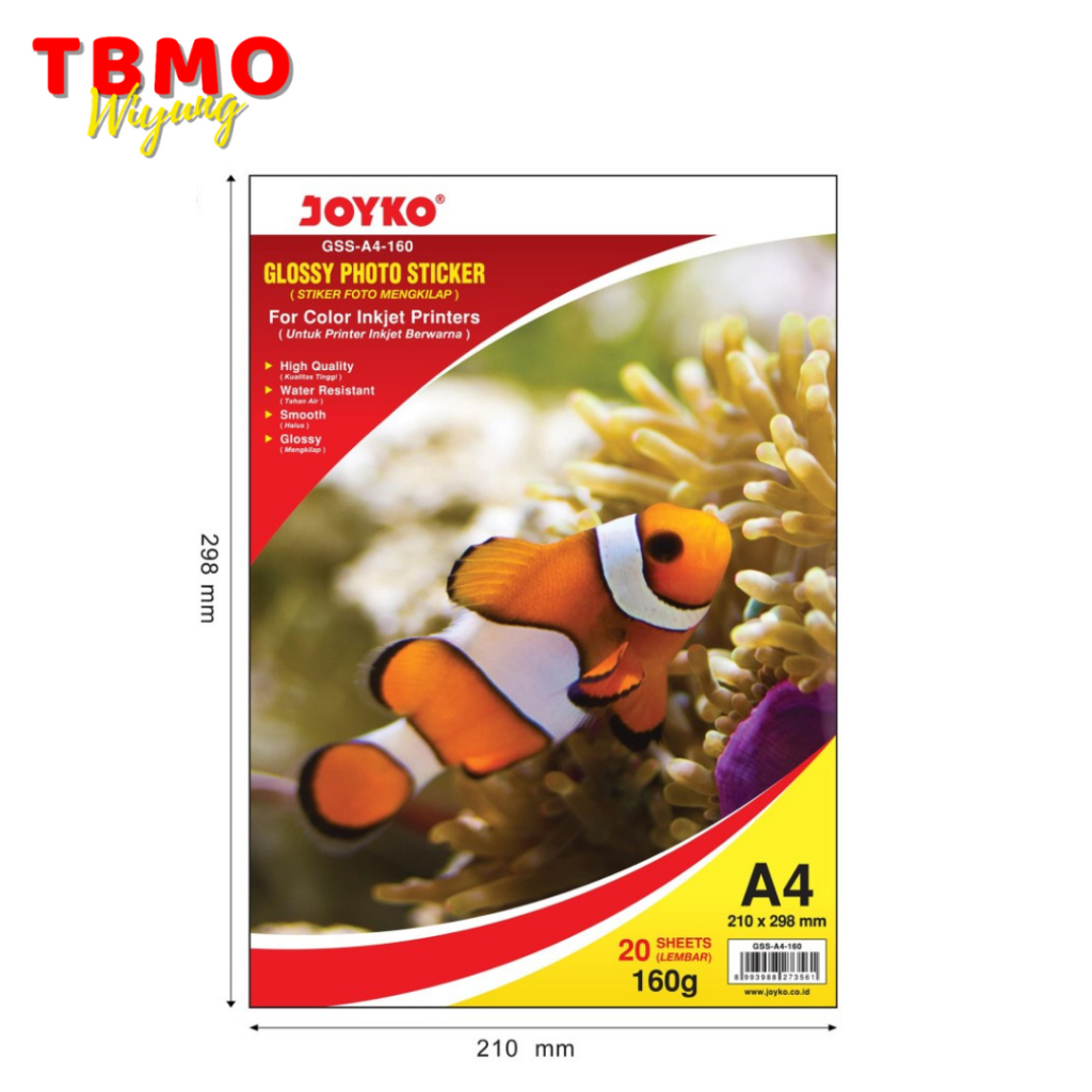 

TBMO Glossy Photo Sticker Stiker Foto Mengkilap GSS-A4-160 20 Lembar