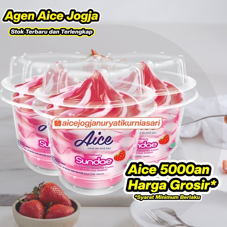 Es Krim Aice Sundae Strawberry isi 24/ Ice Cream Aice chocolate 1dus 5000an