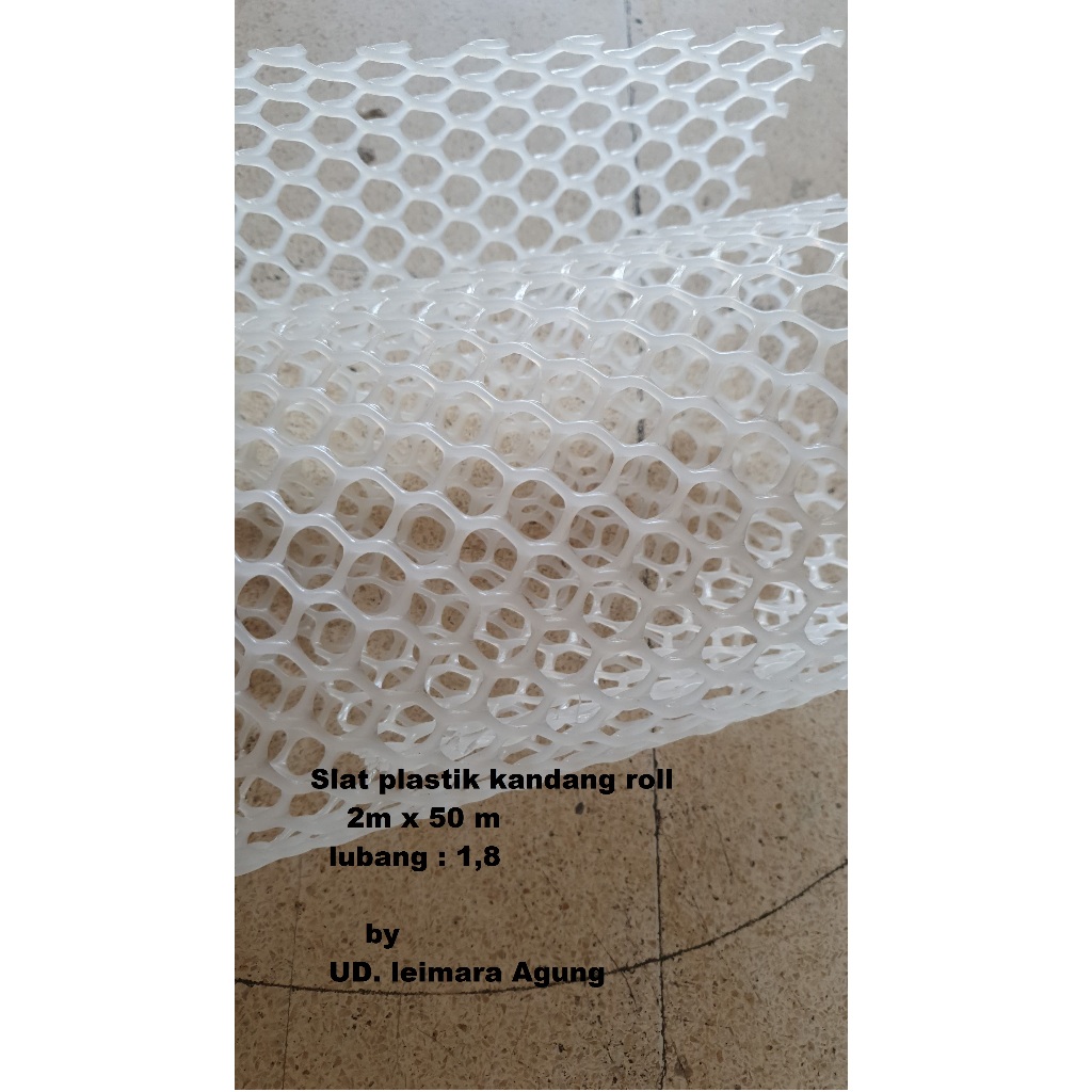 Slat / mesh/net/Alas kandang plastik roll putih tebal 3 mm lubang 1.6-1,7 import