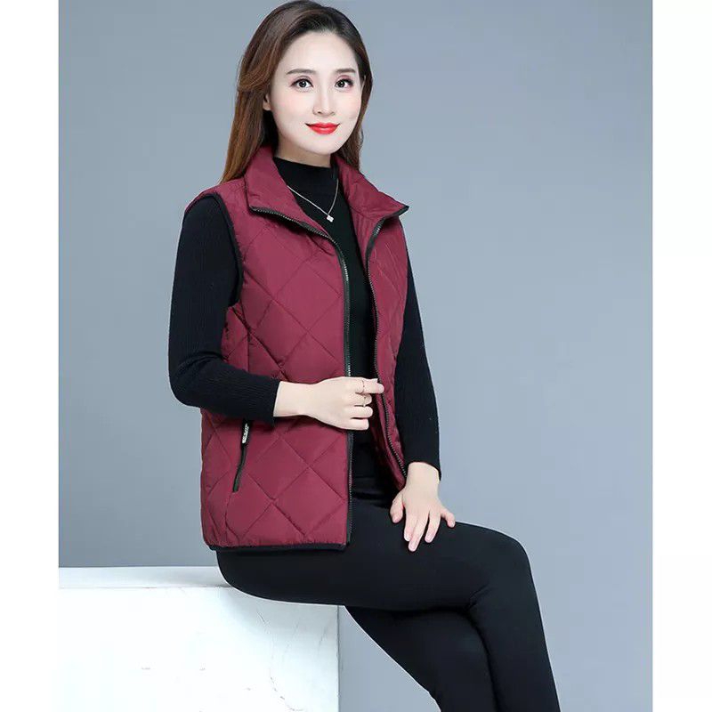 Rompi vest wanita mantel terbaru motif kotak kotak rompi vest musim dingin terbaru
