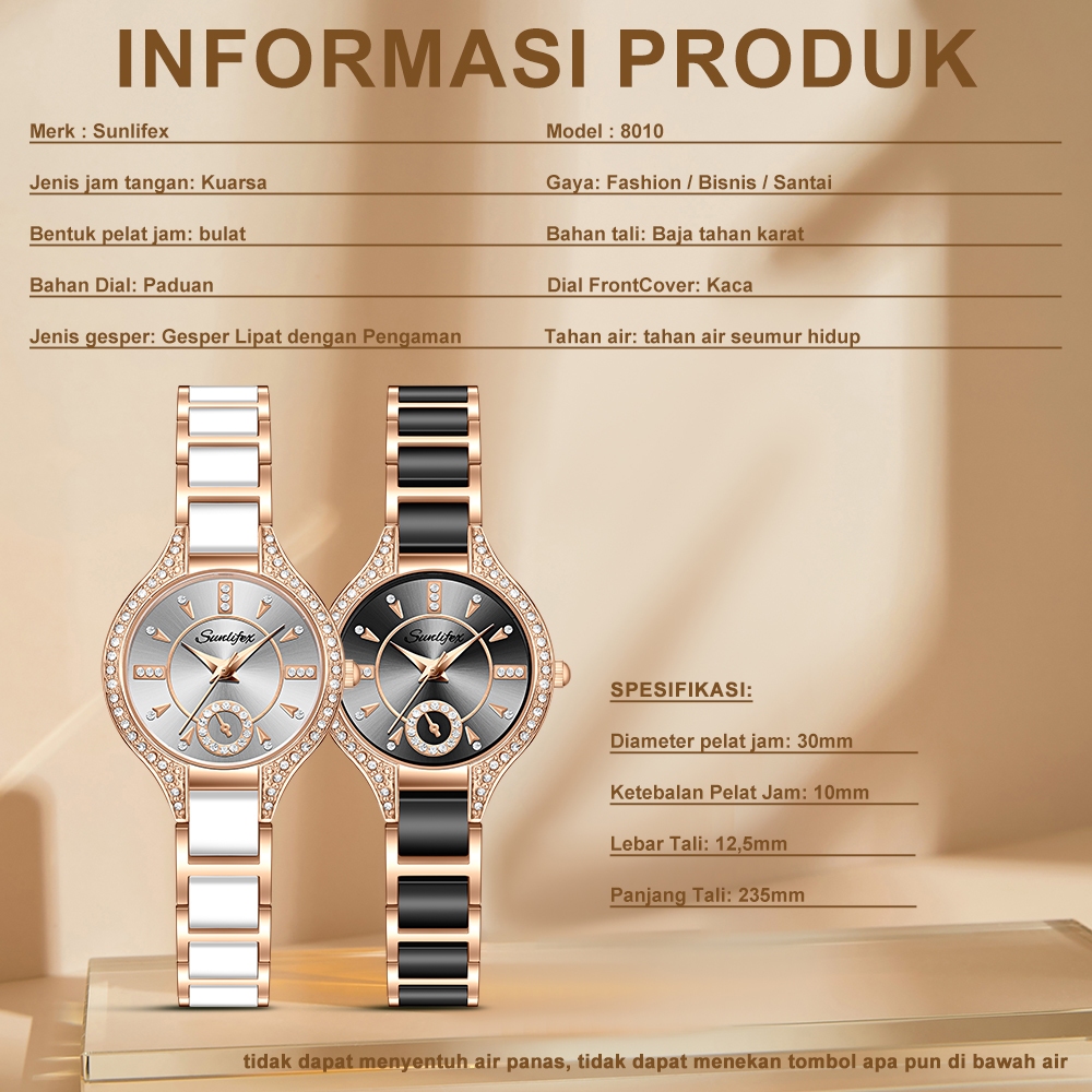 Sunlifex Jam Tangan Wanita Besi Rantai Analog Terbaru 8010 Mode Jam Tangan Cewek-8