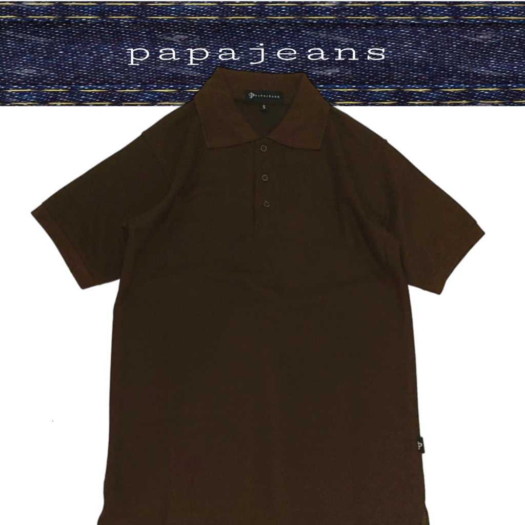 Kaos Kerah Polo Shirt Lengan Pendek Papa Jeans Coklat Tua