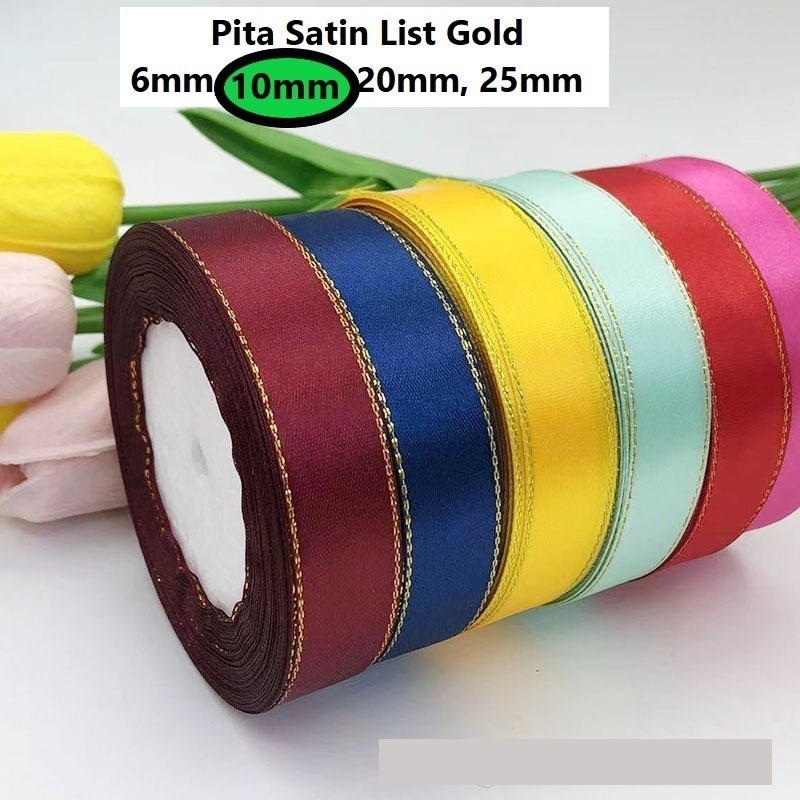 

Pita Satin list Gold Uk 10mm Harga/Roll