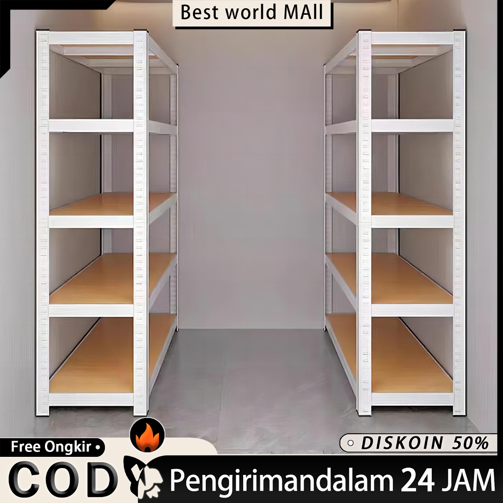 BEST rak siku lubang besi 5 susun Putih Rak Susun rak gudang bekas rak besi gudang