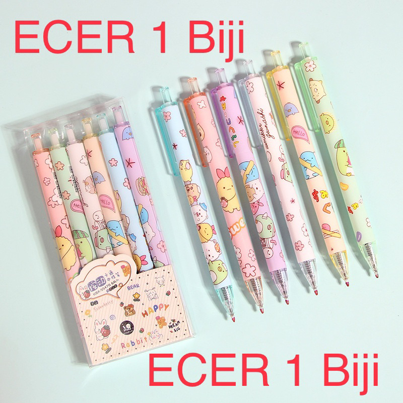 

ECER 1 Biji Pulpen Gel Mekanik Cetekan Fancy 0.5 mm Tinta Hitam / Bolpoin Lucu Motif Cartoon