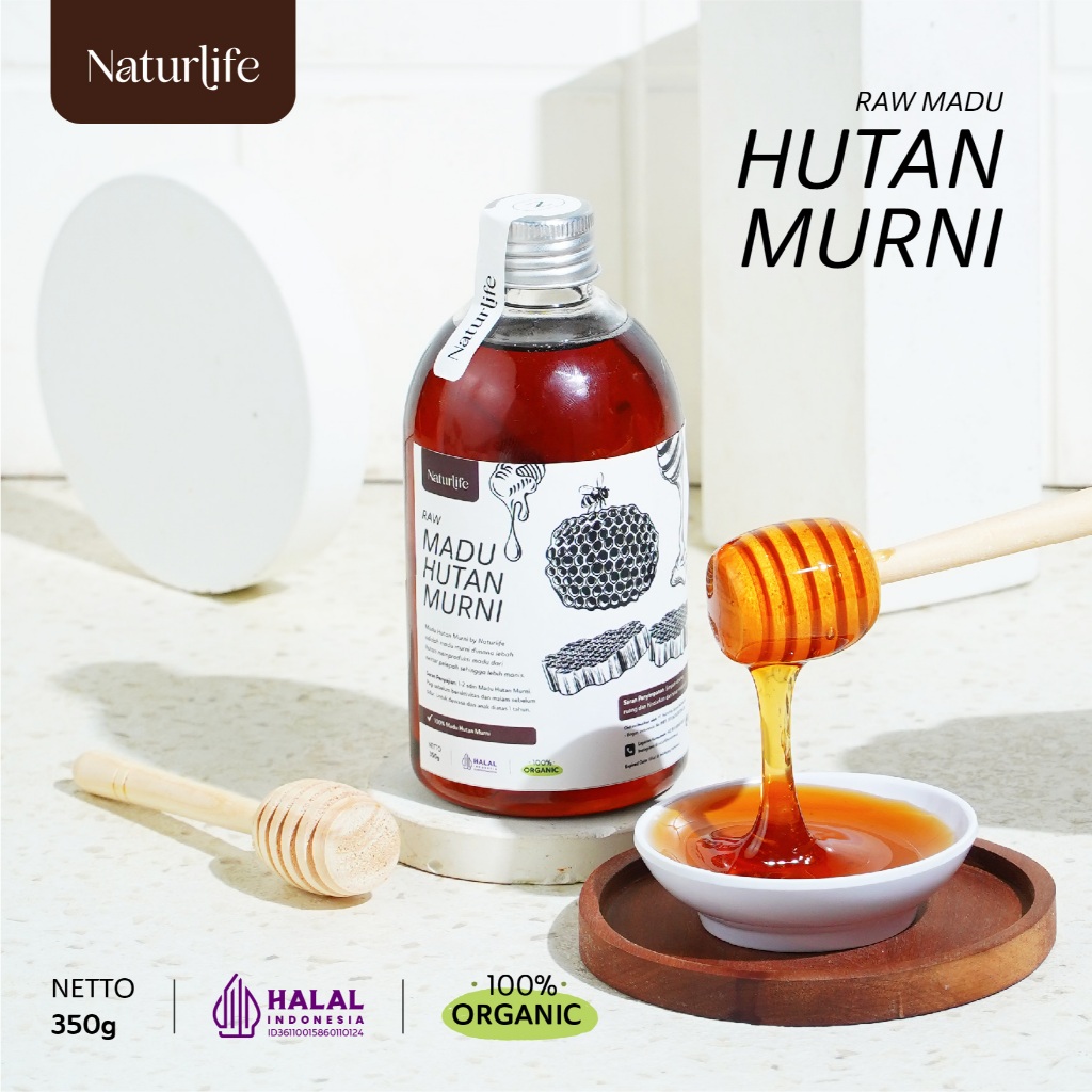 MADU HUTAN SUPER ASLI 350GRAM NATURLIFE ORIGINAL ALAMI TANPA CAMPURAN APAPUN RAW HONEY MINUMAN HERBA