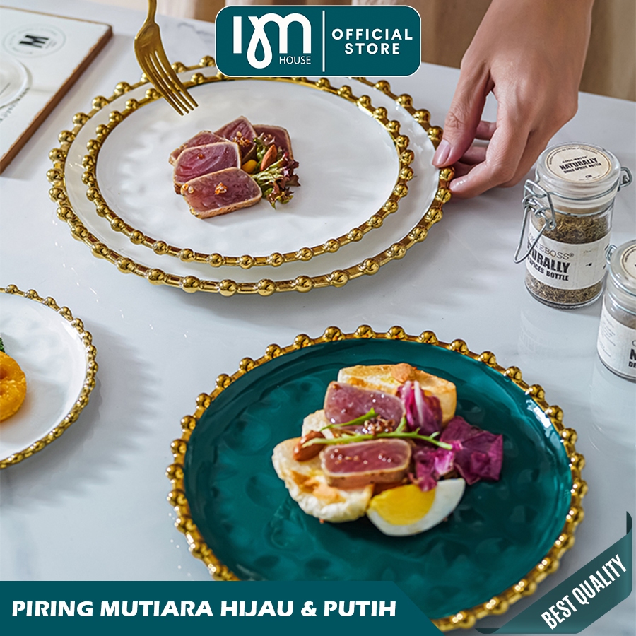 INMINDHOUSE - piring steak list gold mutiara / piring makan list gold