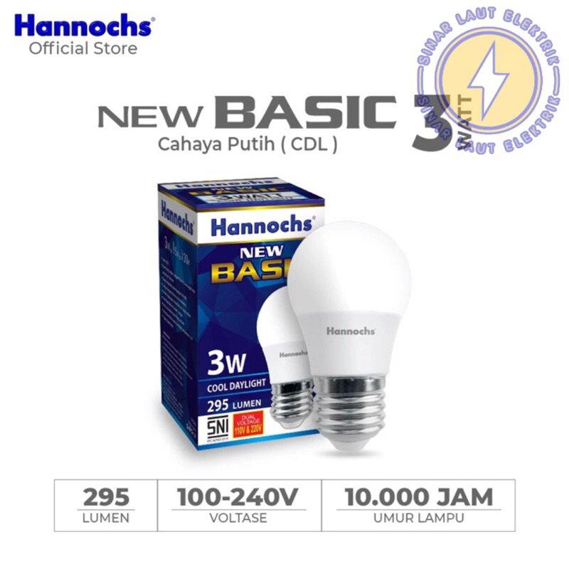 Lampu HANNOCHS bohlam LED New Basic 3 WATT - 20 WATT cahaya putih