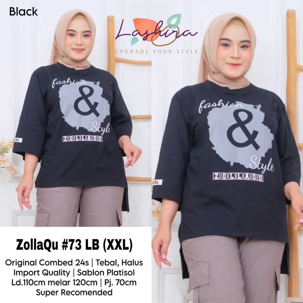 73 kaos atasan zolaqu oversize wanita jumbo combed lengan Panjang original import terbaru kekinian