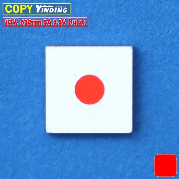 Chip LED 5050 10W Merah 3V Yinding 620nm Chip Bulat Mata Senter Tembak
