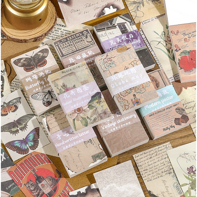 

10 Lembar Mini Kertas Motif Old Retro Vintage