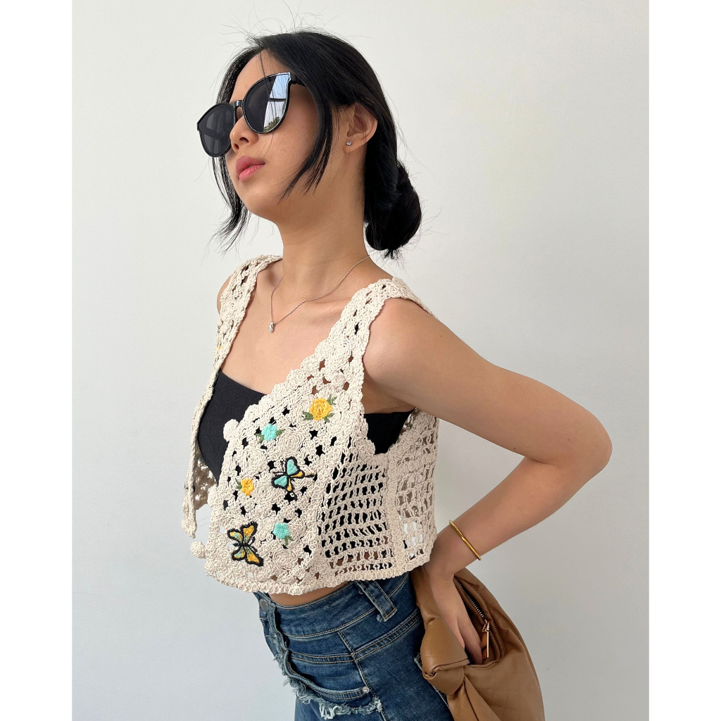 BUTTERFLY CROCHET VEST PINKDOSE IMPORT PREMIUM #31105