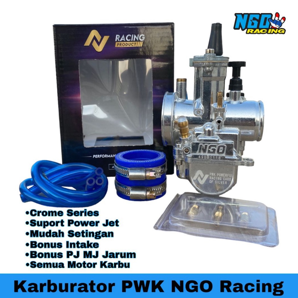 Karburator PWK Kotak 24 26 28 3 32 34 NGO Racing Crome Series Free Pilot Jet Main Jet Jarum Selang K