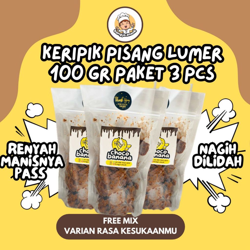 

Keripik Pisang Lumer Paket 3 PCS Pisang Coklat Lumer Coklat Batang Premium