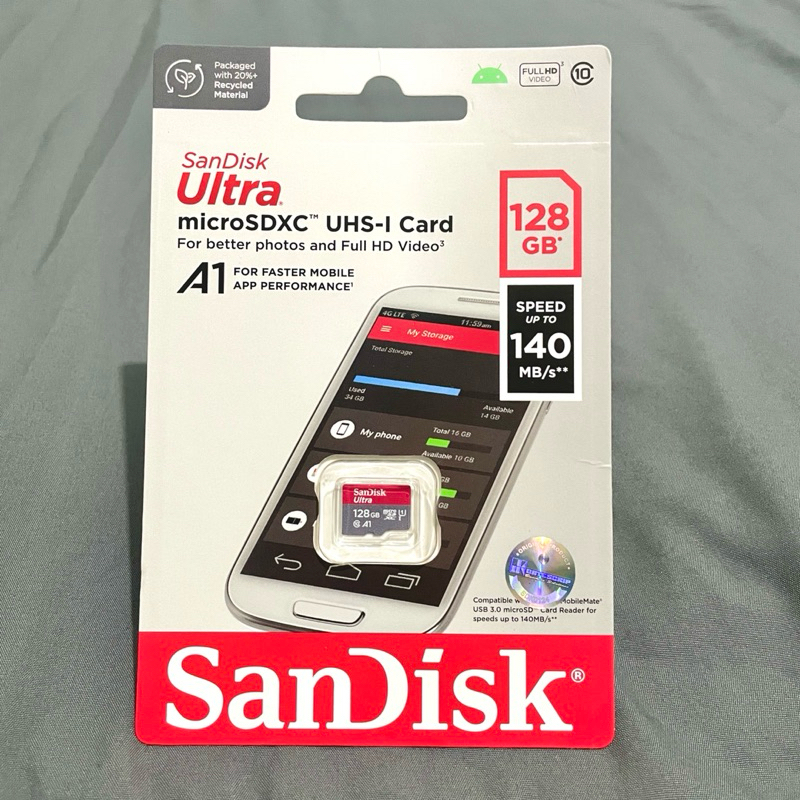 Sandisk Ultra Micro SDXC UHS I A1 140Mbps 128GB Micro Sd Card Class 10 - QUAB ORIGINAL BRAND NEW