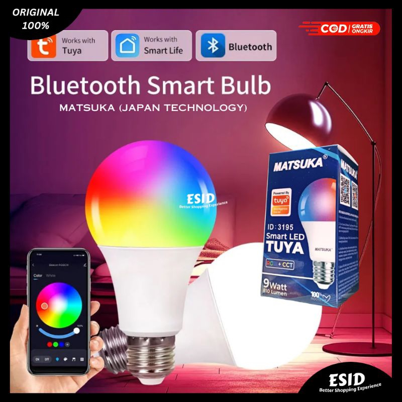 MATSUKA BLUETOOTH SMART LED BULB 9w | Tuya Smart Led Bulb | Lampu Bohlam Led Pintar RGB / CCT Matsuk