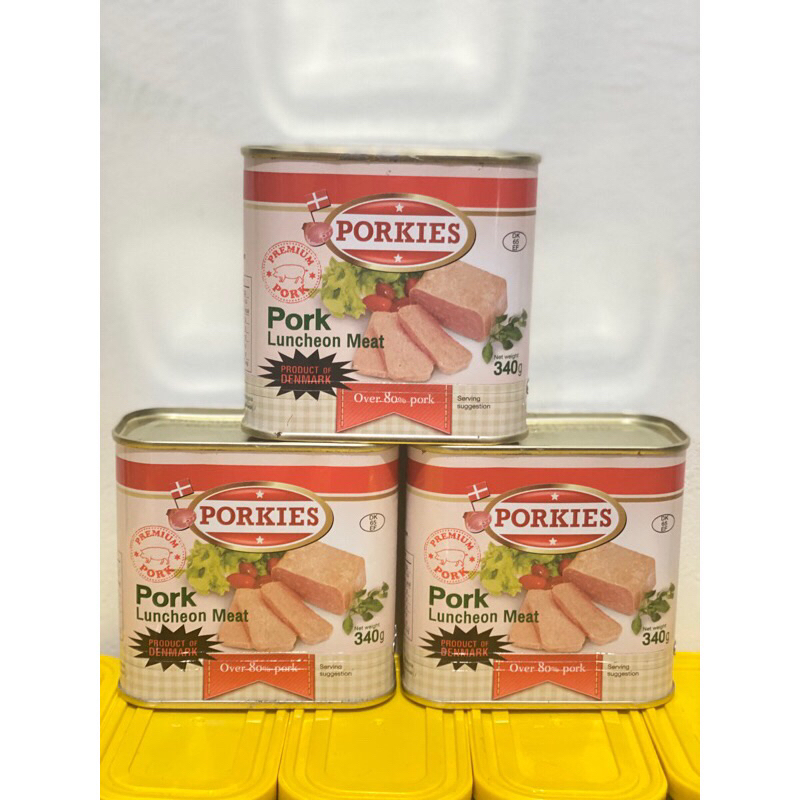 

PORKIES PORK LUNCHEON MEAT PREMIUM PORK MEAT DAGING BABI KALENG SOSIS BABI NG CHON NYUK HAM PORK MEAT DAGING KALENG SIAP SAJI MAKANAN MINUMAN SNACK IMPORT IMPOR MALAYSIA DENMARK NGOUCHANBAK DAGING GILING KALENG