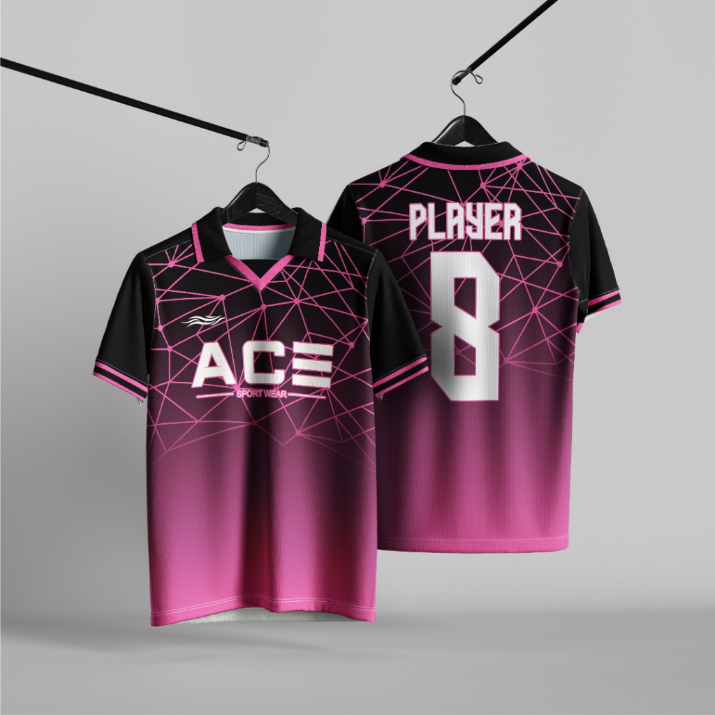 Jersey Futsal Cewek Elegan Warna Hitam Pink Free Custom Nama Nomor Logo (Bisa Satuan)