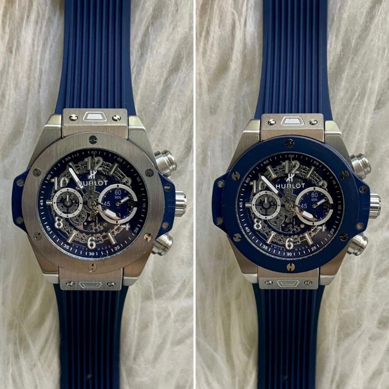 JAM TANGAN PRIA HUBLOT BIG BANG BLUE RUBBER STRAP JAPAN QUARTZ AAA SUPER QUALITY #hublot