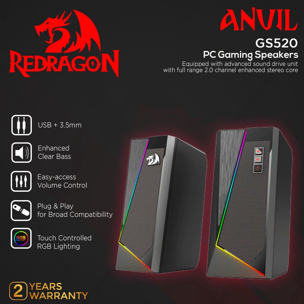 KODE Q1N8 Redragon Gaming Speaker RGB ANVIL  GS52