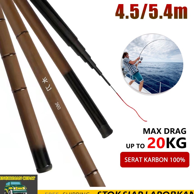 joran pancing 36m45m tegek 45 murah ringan kuat joran pancing tegek carbon super ringan kaku joran t