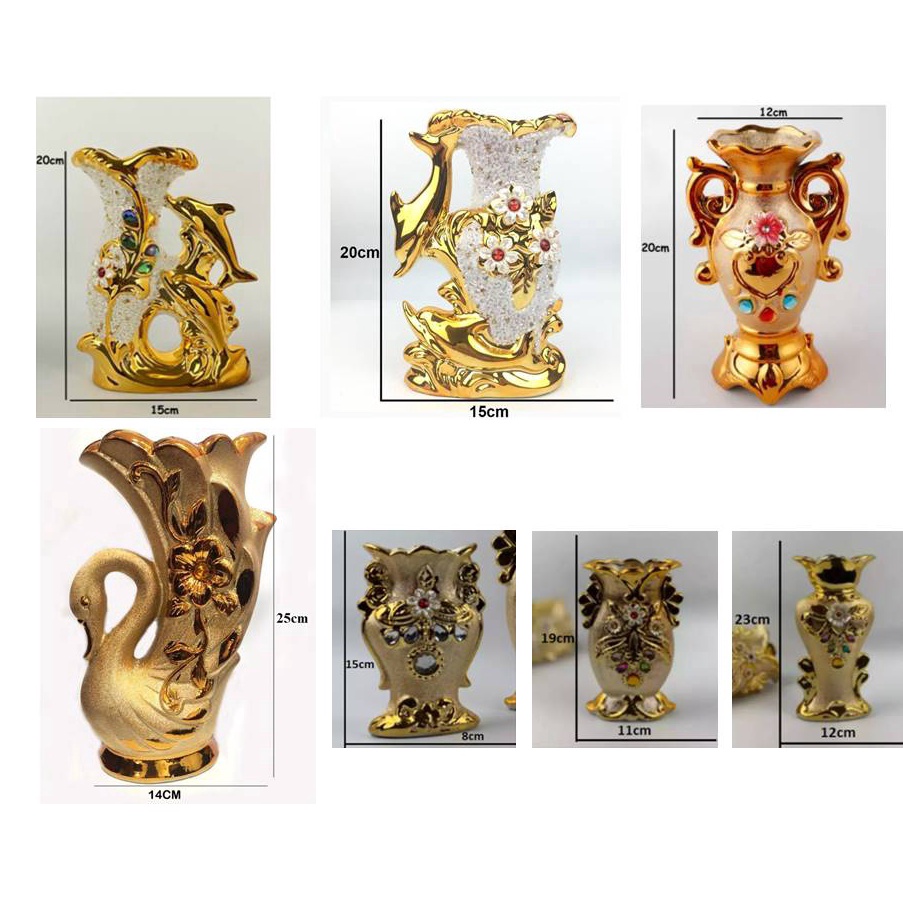 Vas Bunga Keramik Arab Gold Kaligrafi dan Motif Lainlain