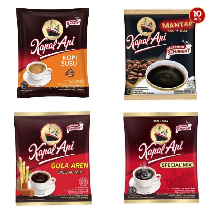 

KOPI KAPAL API INSTAN KOPI SUSU MANTAP SPECIAL MIX GULA AREN RENCENG ISI 10