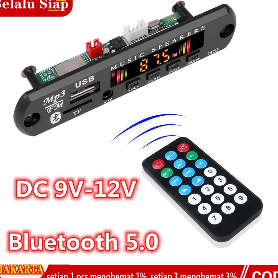 Bluetooth Nirkabel 5 9V12V MP3 WMA Papan Dekoder Audio Mobil USB TF FM Radio Modul Layar Warna Pemut
