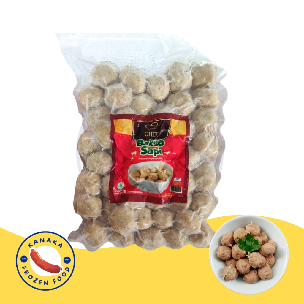

Bakso sapi chef 500 gram isi 50 kanaka frozen food