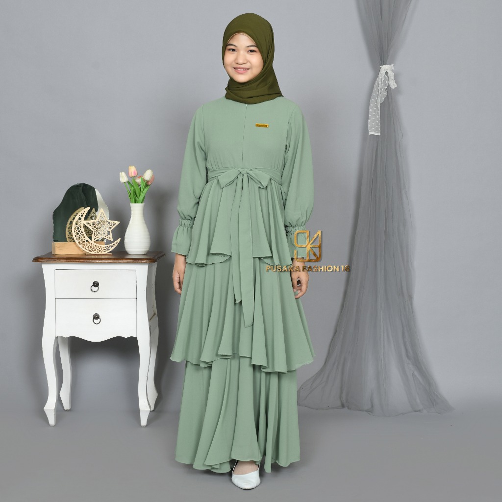 FREE ONGKIR ELSA GAMIS PESTA ANAK PEREMPUAN REMAJA TANGGUNG MUSLIM CERUTY UNTUK USIA 8 - 17 TAHUN