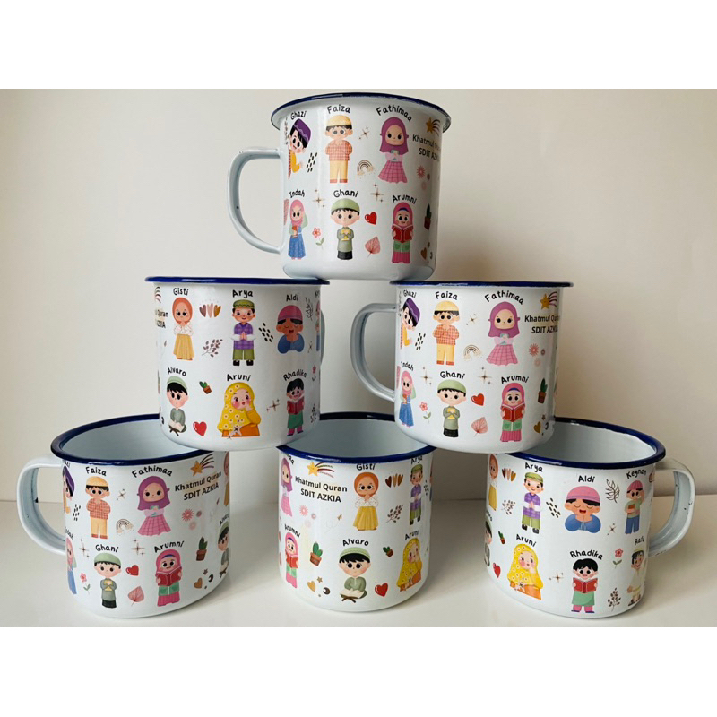 HAMPERS LEBARAN/perpisahan guru wisuda / MUG GELAS ENAMEL CUSTOM BISA SATUAN