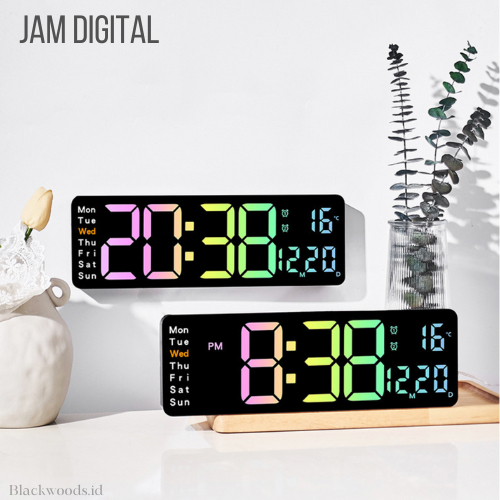 Jam Digital JD-5529 LED Ada Kalender Hari Alarm Suhu Mewah Colorful Date Calendar Digital Clock