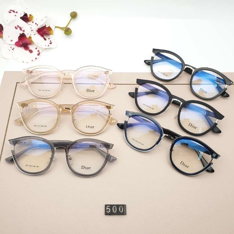 New Frame Kacamata Wanita Dior 500 Kualitas Premium Bisa Custom Lensa Minus Dan Cylinder