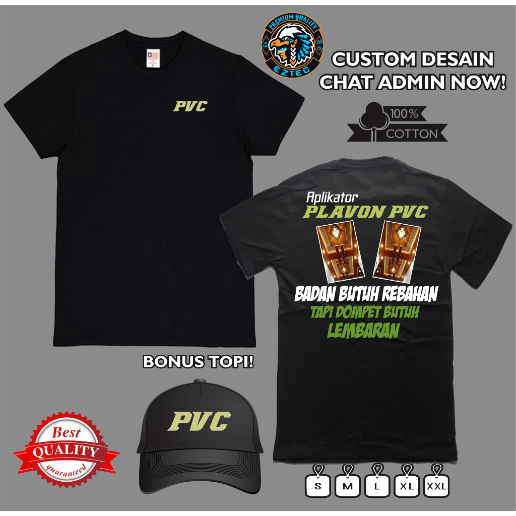 KAOS DESAIN APLIKATOR PLAFON PVC BADAN BUTUH REBAHAN TAPI DOMPET BUTUH LEMBARAN READY SIZE S-XXL GRA