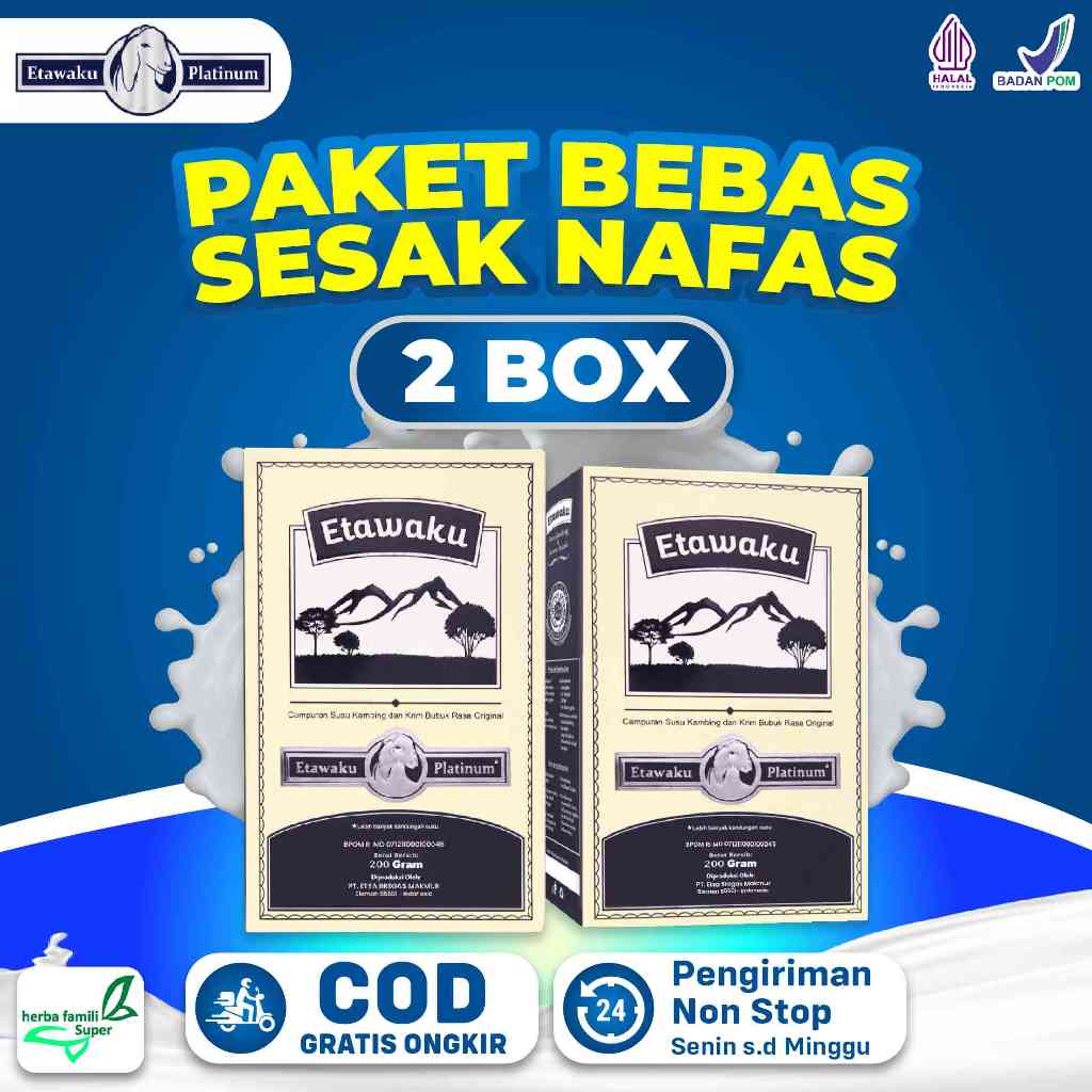 

2 Box ETAWAKU Platinum Susu Kambing Etawa Atasi Nyeri Tulang & Sendi Lancarkan Pernafasan Original