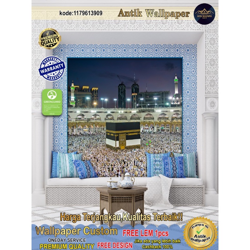 Wallpaper Custom 3D Motif Kabah - Wallpaper Musholla/ Masjid - Wallpaper Ruangan - Wallsticker