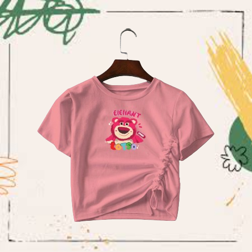 Lotso Bear baju crop anak perempuan usia 1-6 Tahun kaos crop top cewek korean style import