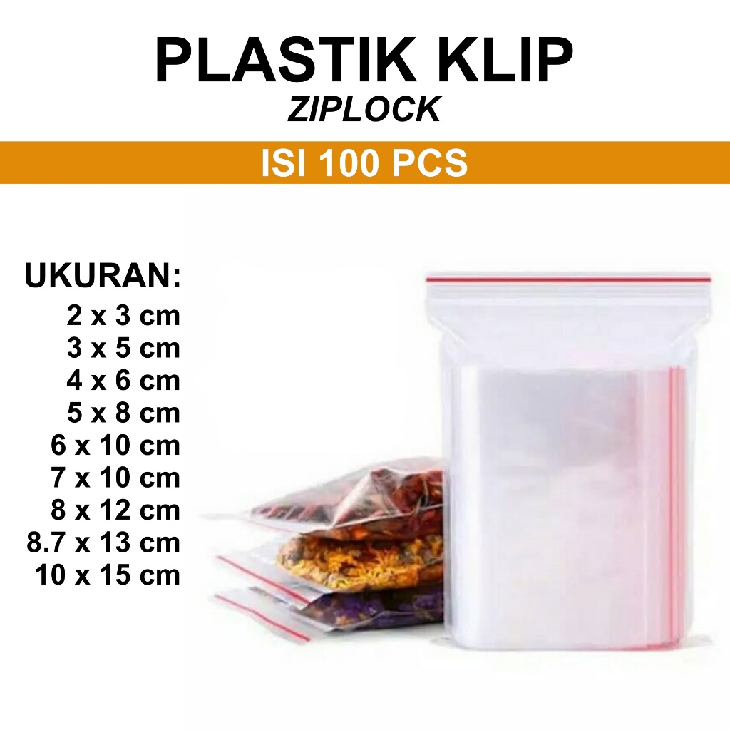 aiGooTan - PLASTIK KLIP (ISI 100) - Kemasan Plastic Obat Makanan Kecil Ziplock Zip Lock Murah Medan