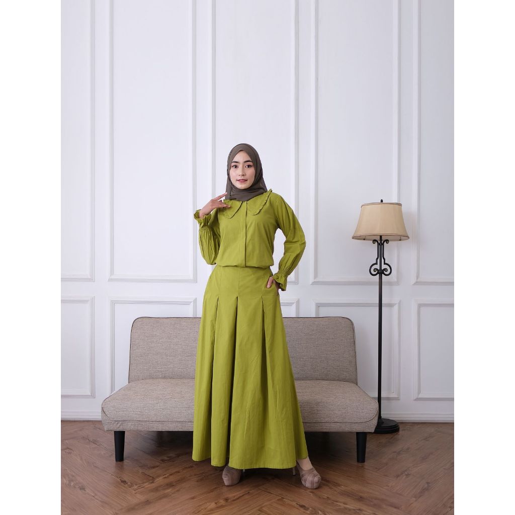 KEIZHA & SOLEHA  LILIAN TOP- Baju Atasan Blouse Wanita Muslimah 2 Warna (Mocca, Lime)