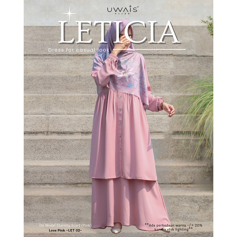 Gamis Harian Dress Muslimah Dewasa Leticia Dress Kasual Strip Garis Material Raquel Premium by Uwais