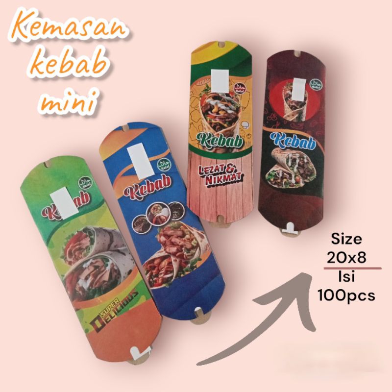 

@100pcs kemasan kebab mini / dus kebab uk 20x8 full color mix