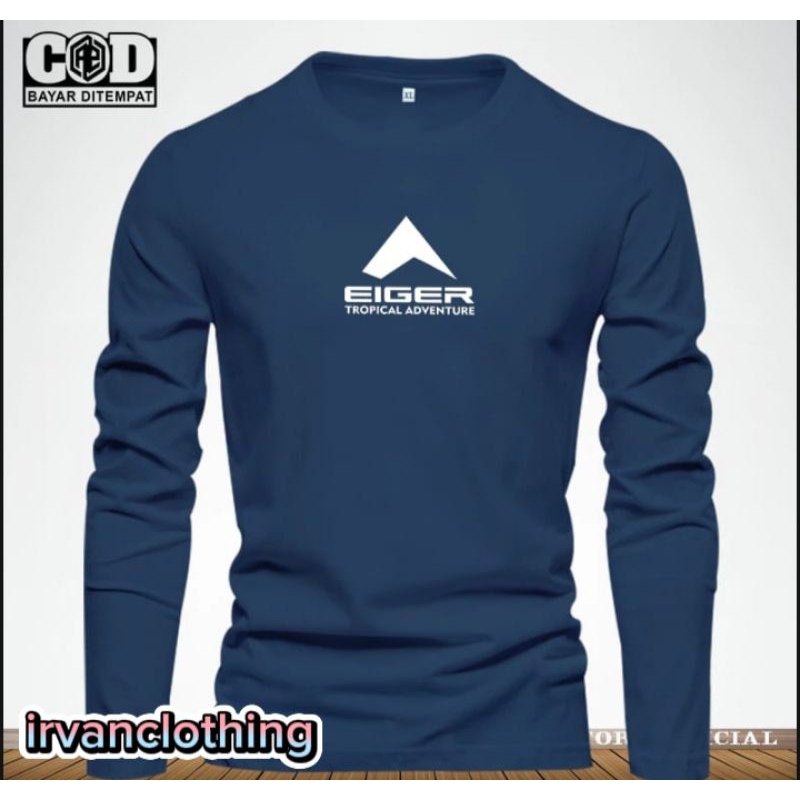 Terbaru (promo free sale) kaos distro eiger arah atas kaos lengan panjang logo black terbaru kaos ca