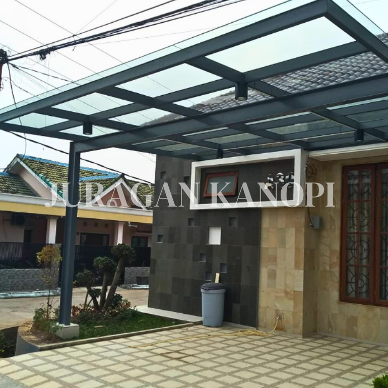 kanopi kaca tempered 8mm dan laminated carport murah