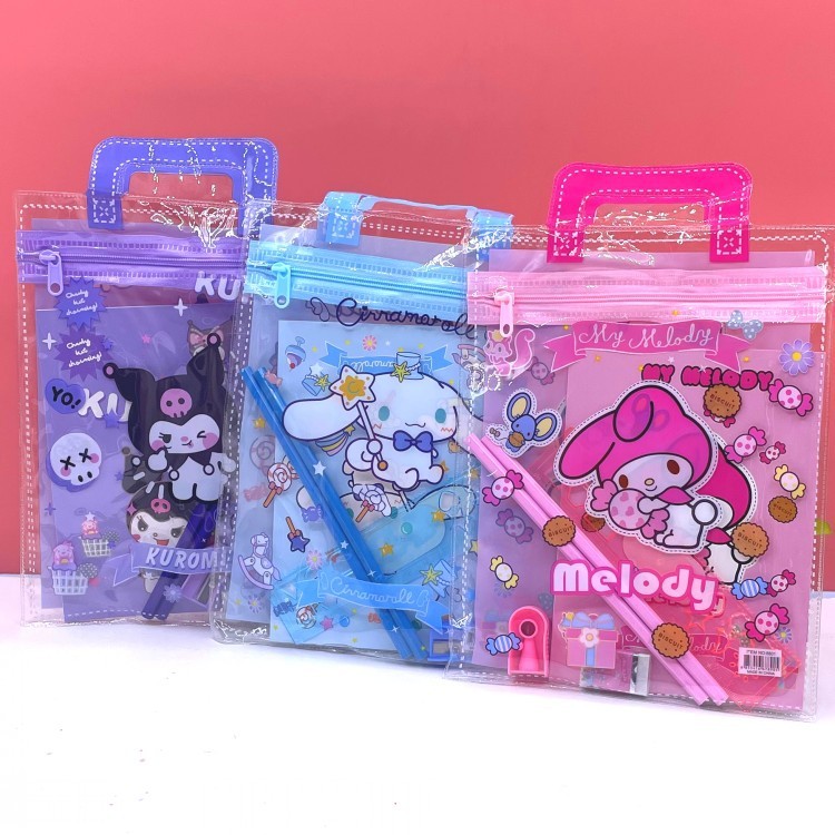 

PENSIL SET KARAKTER SANRIO KUROMI CHINAMOROL MELODY 7 IN 1 KOTAK PENSIL ATK Set Kuromi Melody and Friends