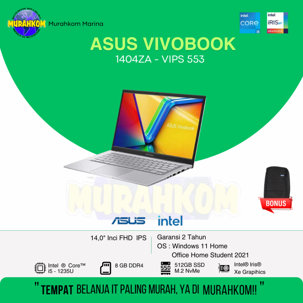 ASUS A1404ZA -VIPS 553 I5-1235U RAM 8GB SSD 512 WINDOWS 11 ORIGINAL